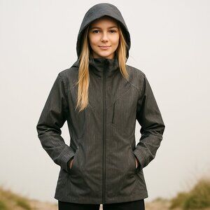 Women's WindRiver Grey Water Resistant Hooded Jacket Size L